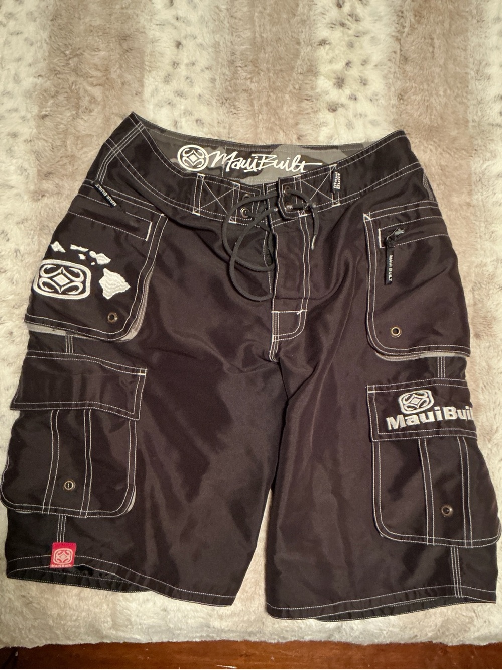 Maui Built Men's Black Board Shorts with Cargo Pockets